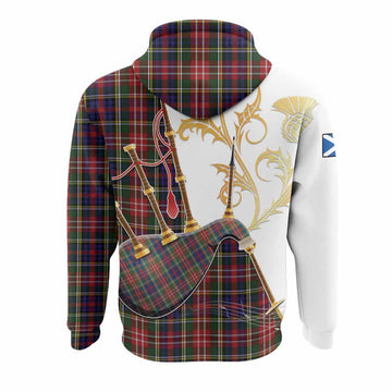 Christie Tartan Family Crest Hoodie Bagpipes with Scottish Thistle