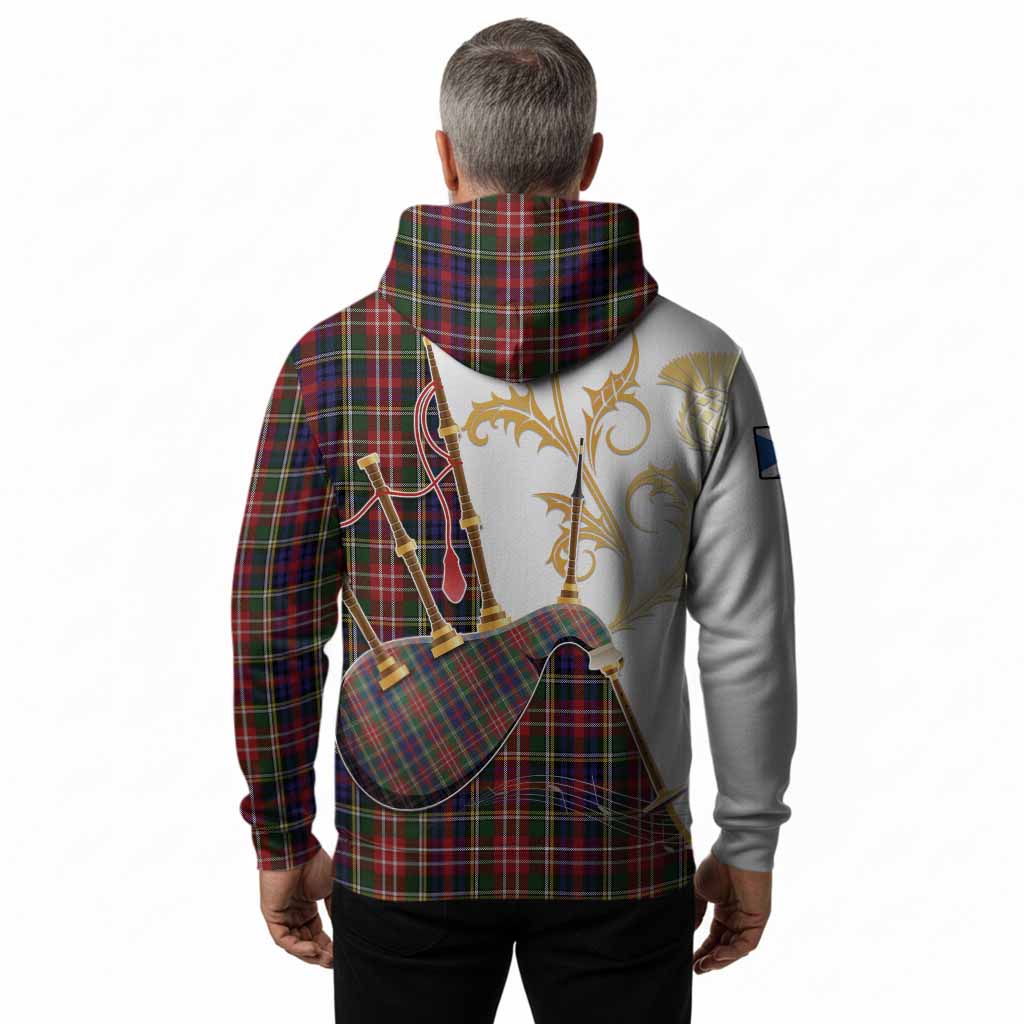 Christie Tartan Family Crest Hoodie Bagpipes with Scottish Thistle