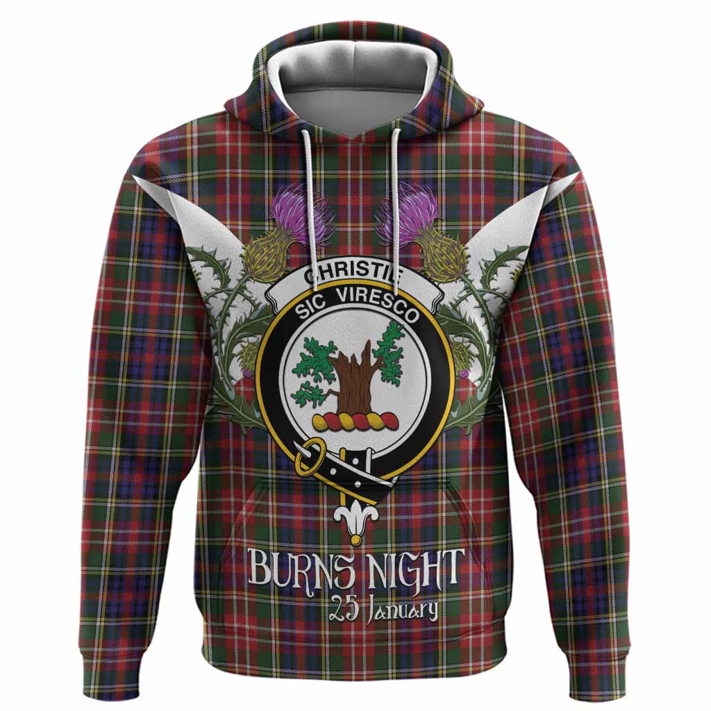 Christie Tartan Family Crest Hoodie Scottish Burns Night Thistle Floral