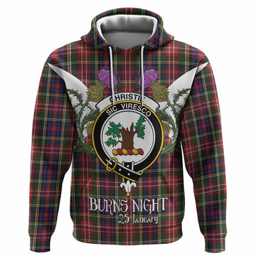 Christie Tartan Family Crest Hoodie Scottish Burns Night Thistle Floral