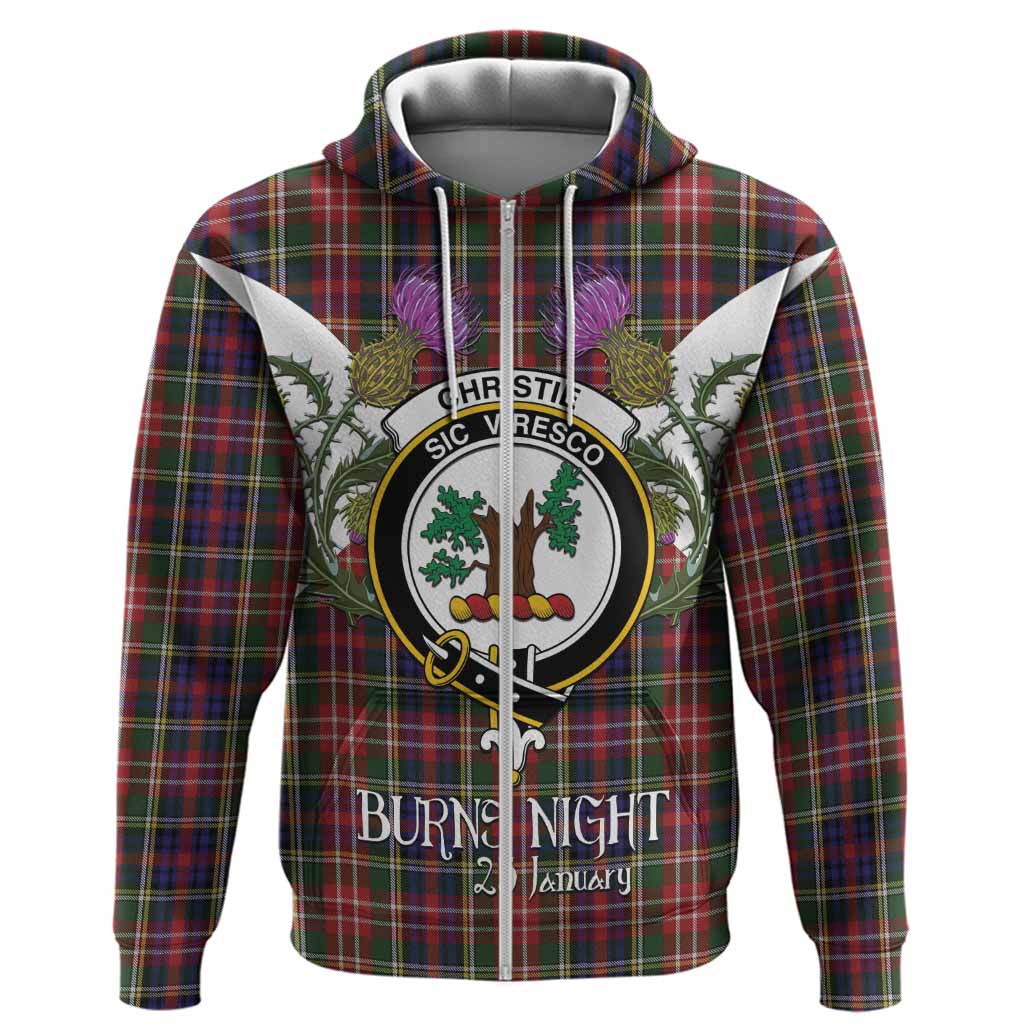 Christie Tartan Family Crest Hoodie Scottish Burns Night Thistle Floral