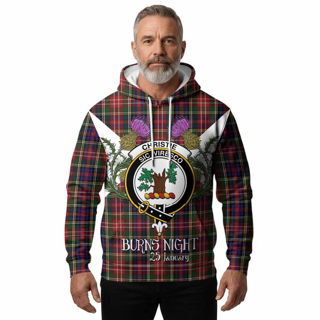 Christie Tartan Family Crest Hoodie Scottish Burns Night Thistle Floral