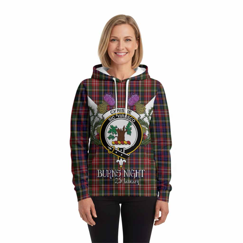 Christie Tartan Family Crest Hoodie Scottish Burns Night Thistle Floral