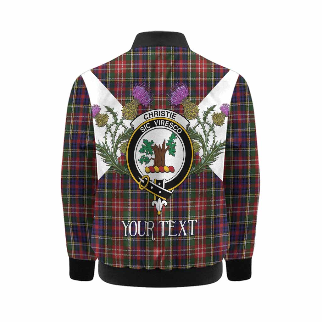 Christie Tartan Family Crest Kid Bomber Jacket Scottish Burns Night Thistle Floral
