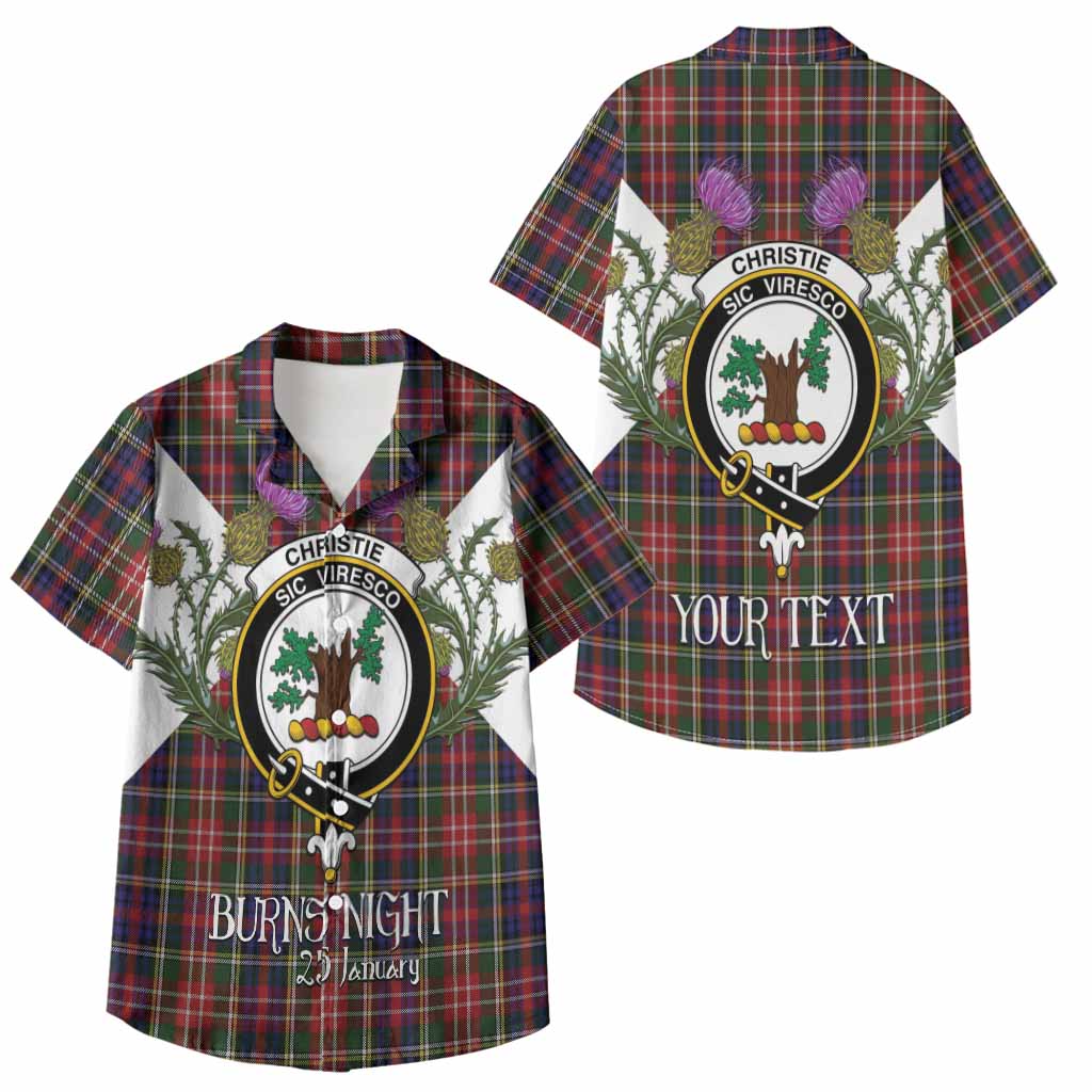 Christie Tartan Family Crest Kid Hawaiian Shirt Scottish Burns Night Thistle Floral