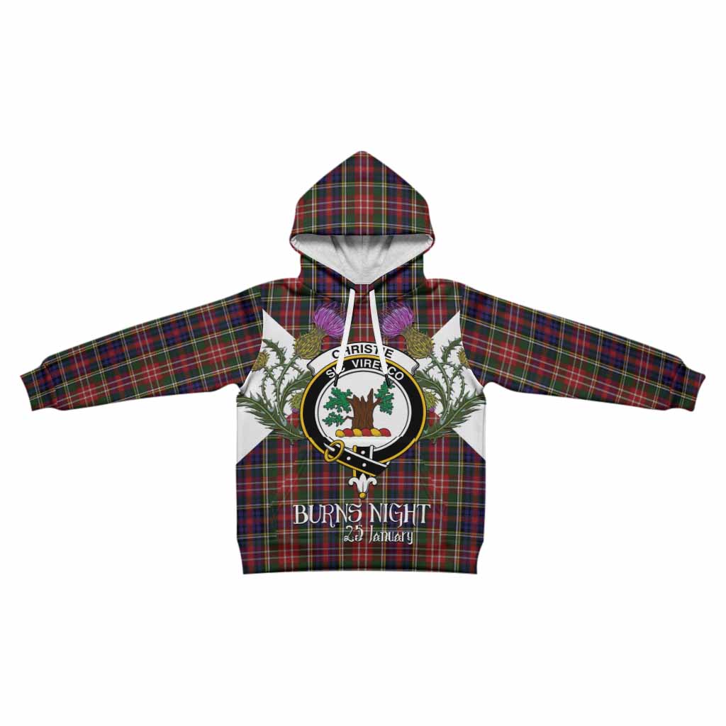 Christie Tartan Family Crest Kid Hoodie Scottish Burns Night Thistle Floral
