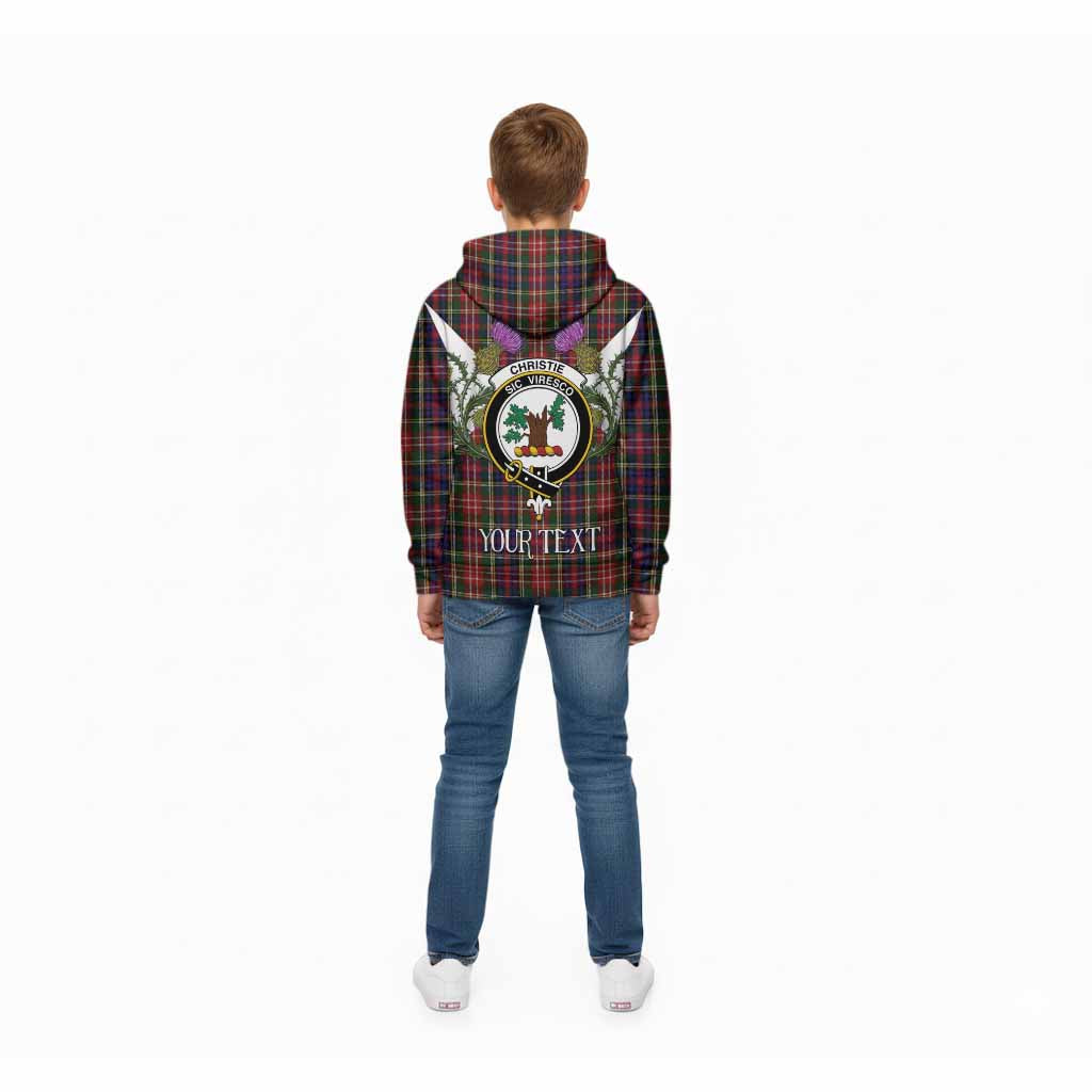 Christie Tartan Family Crest Kid Hoodie Scottish Burns Night Thistle Floral