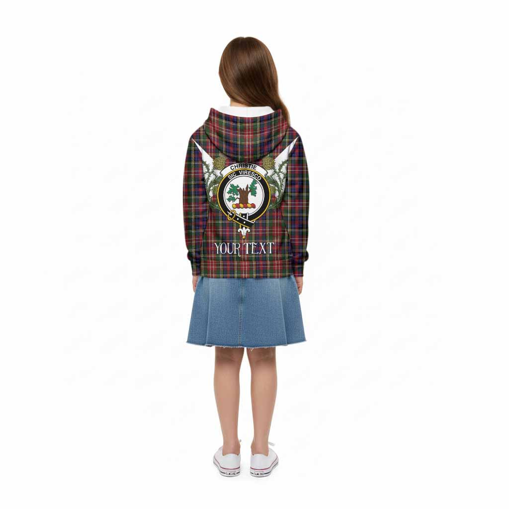 Christie Tartan Family Crest Kid Hoodie Scottish Burns Night Thistle Floral
