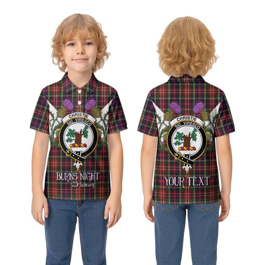 Christie Tartan Family Crest Kid Polo Shirt Scottish Burns Night Thistle Floral