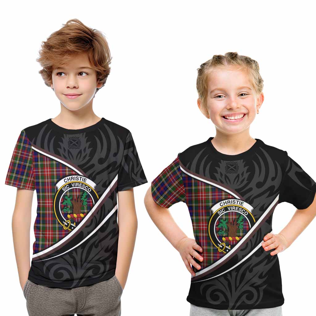 Christie Tartan Family Crest Kid T-shirt Celtic Scottish Thistle Floral - Tartan Vibes Clothing