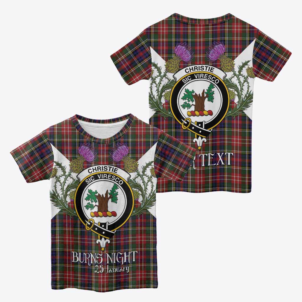 Christie Tartan Family Crest Kid T-shirt Scottish Burns Night Thistle Floral
