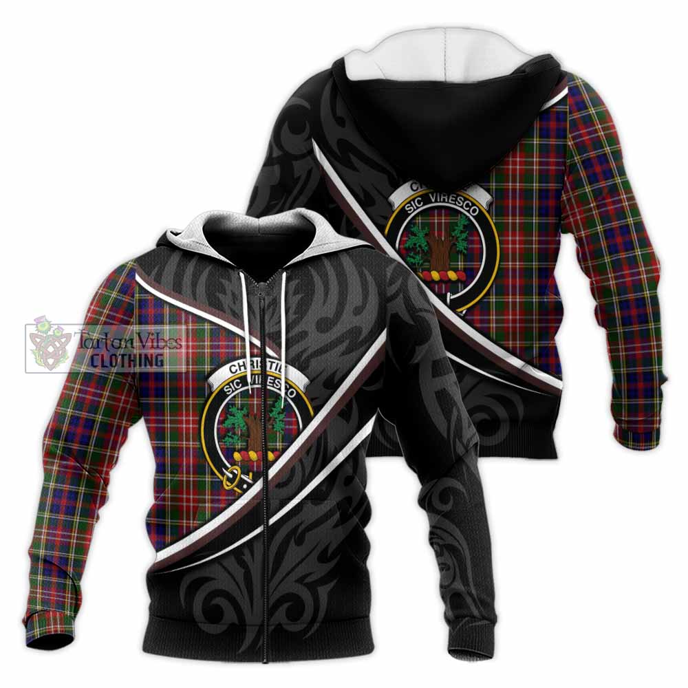 Christie Tartan Family Crest Knitted Hoodie Celtic Scottish Thistle Floral - Tartan Vibes Clothing