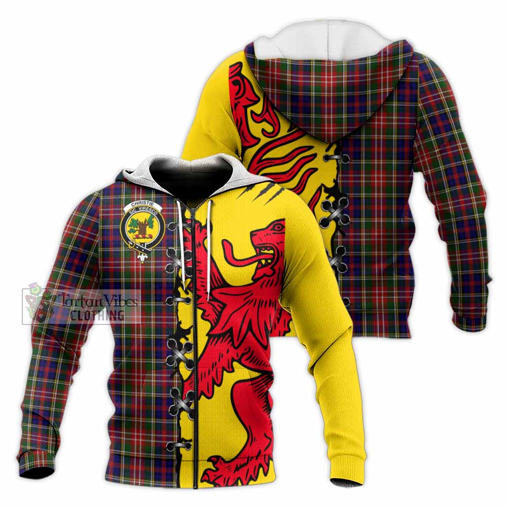 Christie Tartan Family Crest Knitted Hoodie Lion Rampant Honor - Tartan Vibes Clothing