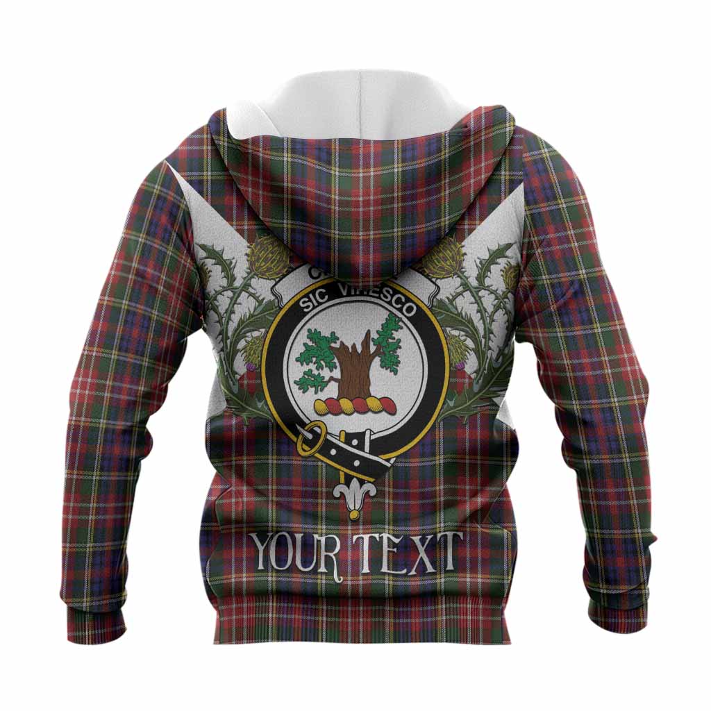 Christie Tartan Family Crest Knitted Hoodie Scottish Burns Night Thistle Floral