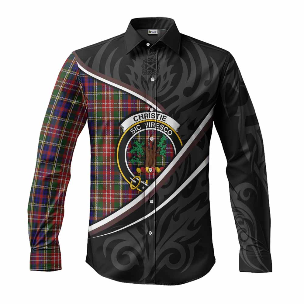 Christie Tartan Family Crest Long Sleeve Button Shirts Celtic Scottish Thistle Floral - Tartan Vibes Clothing