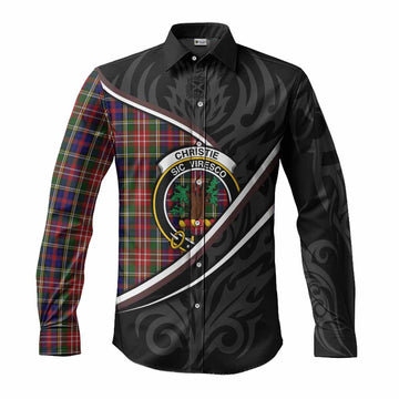 Christie Tartan Family Crest Long Sleeve Button Shirts Celtic Scottish Thistle Floral