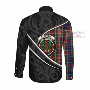 Christie Tartan Family Crest Long Sleeve Button Shirts Celtic Scottish Thistle Floral