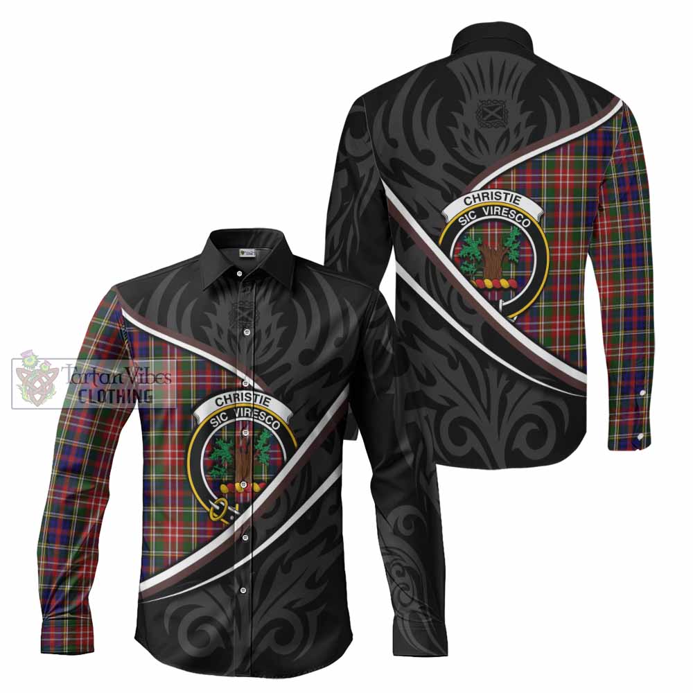 Christie Tartan Family Crest Long Sleeve Button Shirts Celtic Scottish Thistle Floral - Tartan Vibes Clothing