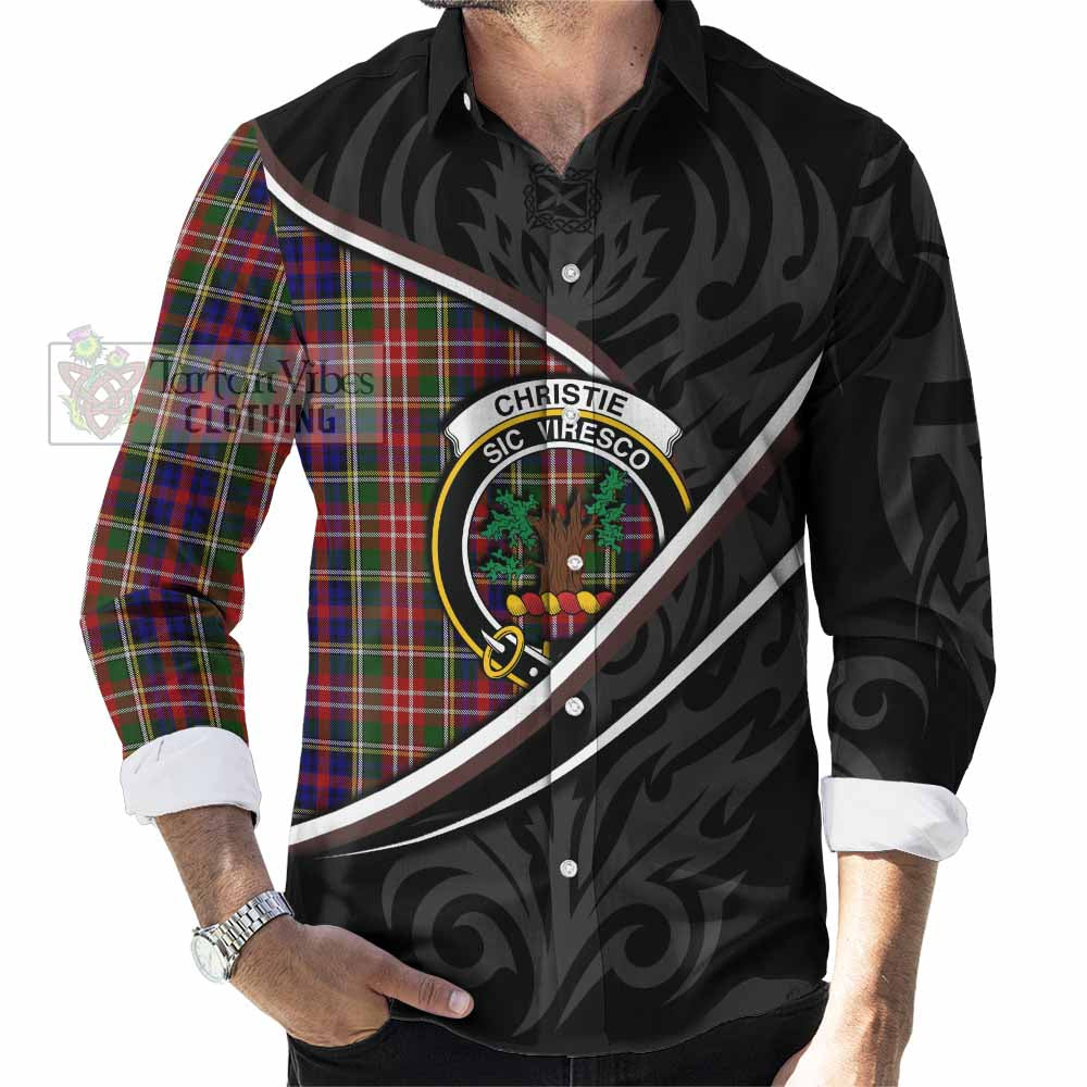 Christie Tartan Family Crest Long Sleeve Button Shirts Celtic Scottish Thistle Floral - Tartan Vibes Clothing