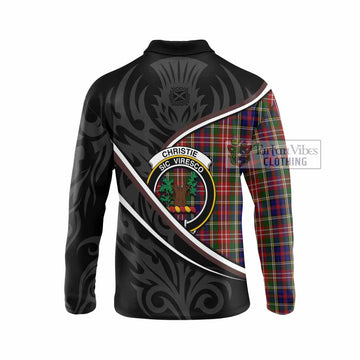 Christie Tartan Family Crest Long Sleeve Polo Shirt Celtic Scottish Thistle Floral - Tartan Vibes Clothing