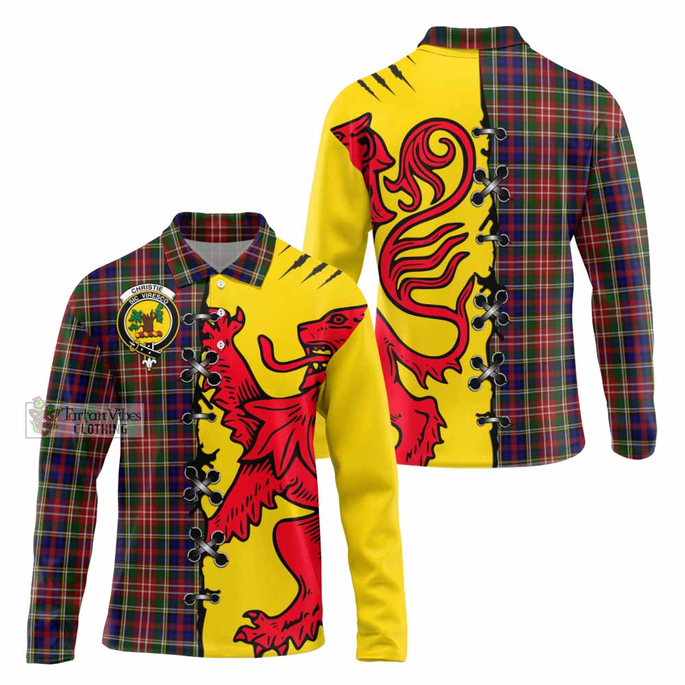 Christie Tartan Family Crest Long Sleeve Polo Shirt Lion Rampant Honor - Tartan Vibes Clothing
