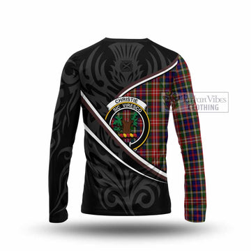 Christie Tartan Family Crest Long Sleeve T-Shirt Celtic Scottish Thistle Floral