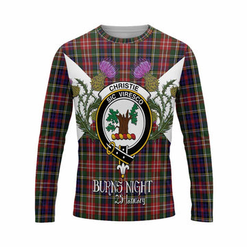 Christie Tartan Family Crest Long Sleeve T-Shirt Scottish Burns Night Thistle Floral