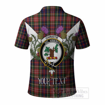 Christie Tartan Family Crest Polo Shirt Scottish Burns Night Thistle Floral