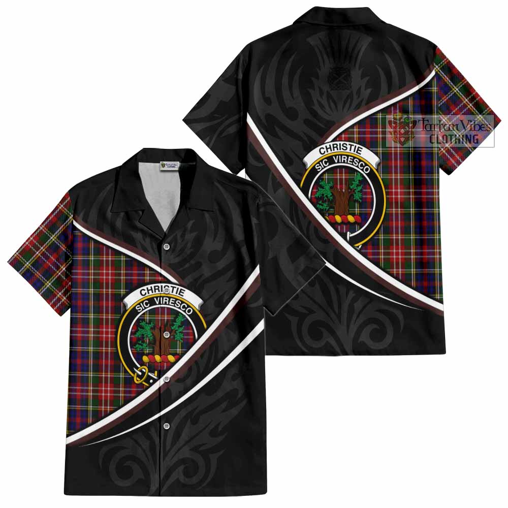 Christie Tartan Family Crest Short Sleeve Button Shirt Celtic Scottish Thistle Floral - Tartan Vibes Clothing