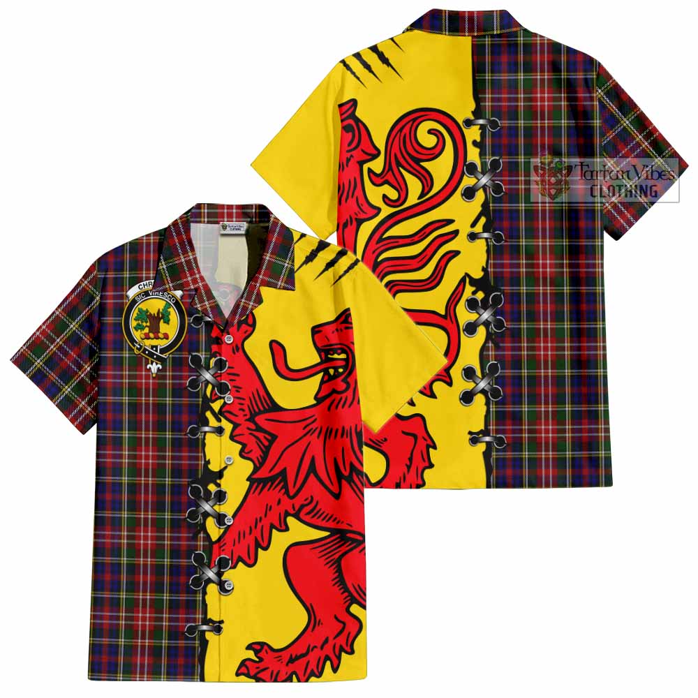 Christie Tartan Family Crest Short Sleeve Button Shirt Lion Rampant Honor - Tartan Vibes Clothing
