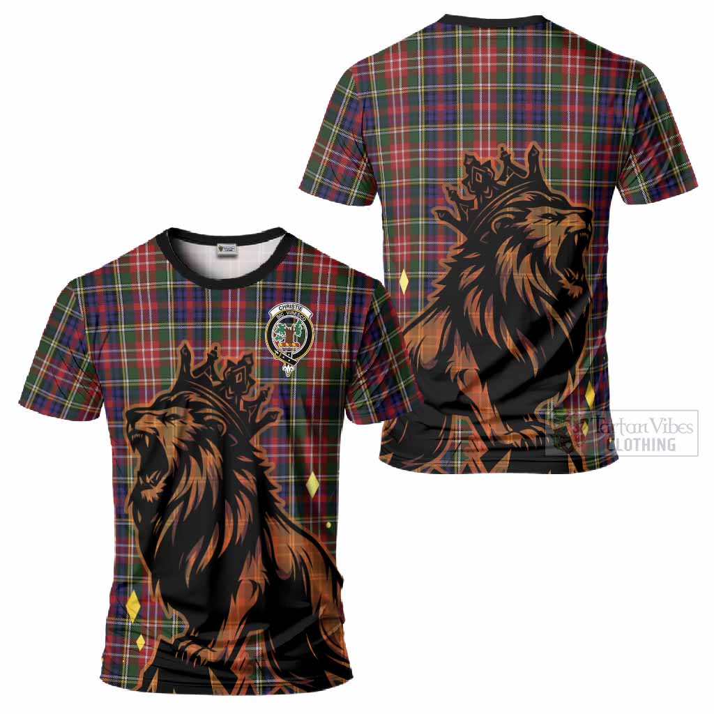 Christie Tartan Family Crest T-Shirt Crowned Lion Roaring