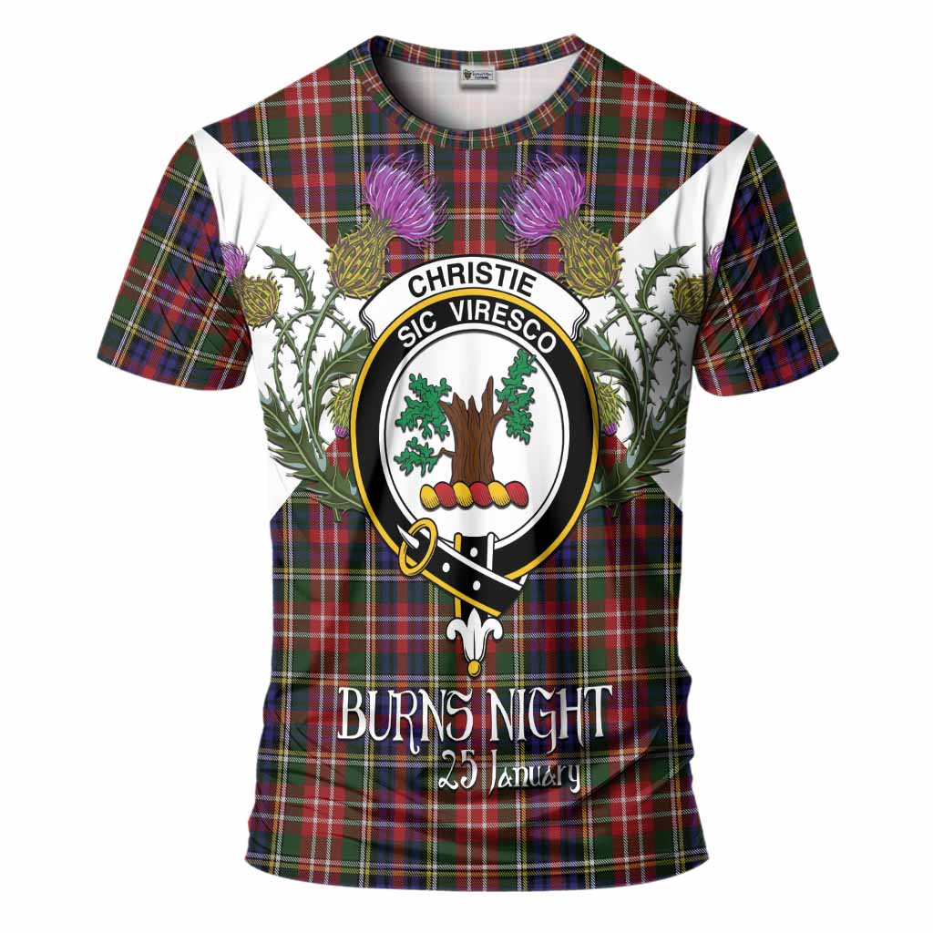 Christie Tartan Family Crest T-Shirt Scottish Burns Night Thistle Floral