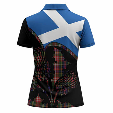 Christie Tartan Family Crest Women Polo Shirt Scotland Thistle Floral Flag Style