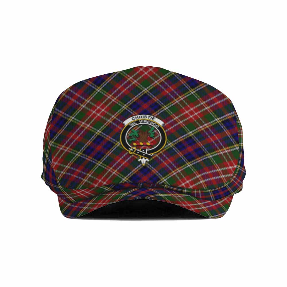 Christie Tartan Flat Cap, Jeff Cap Cross Style with Family Crest - Tartan Vibes Clothing
