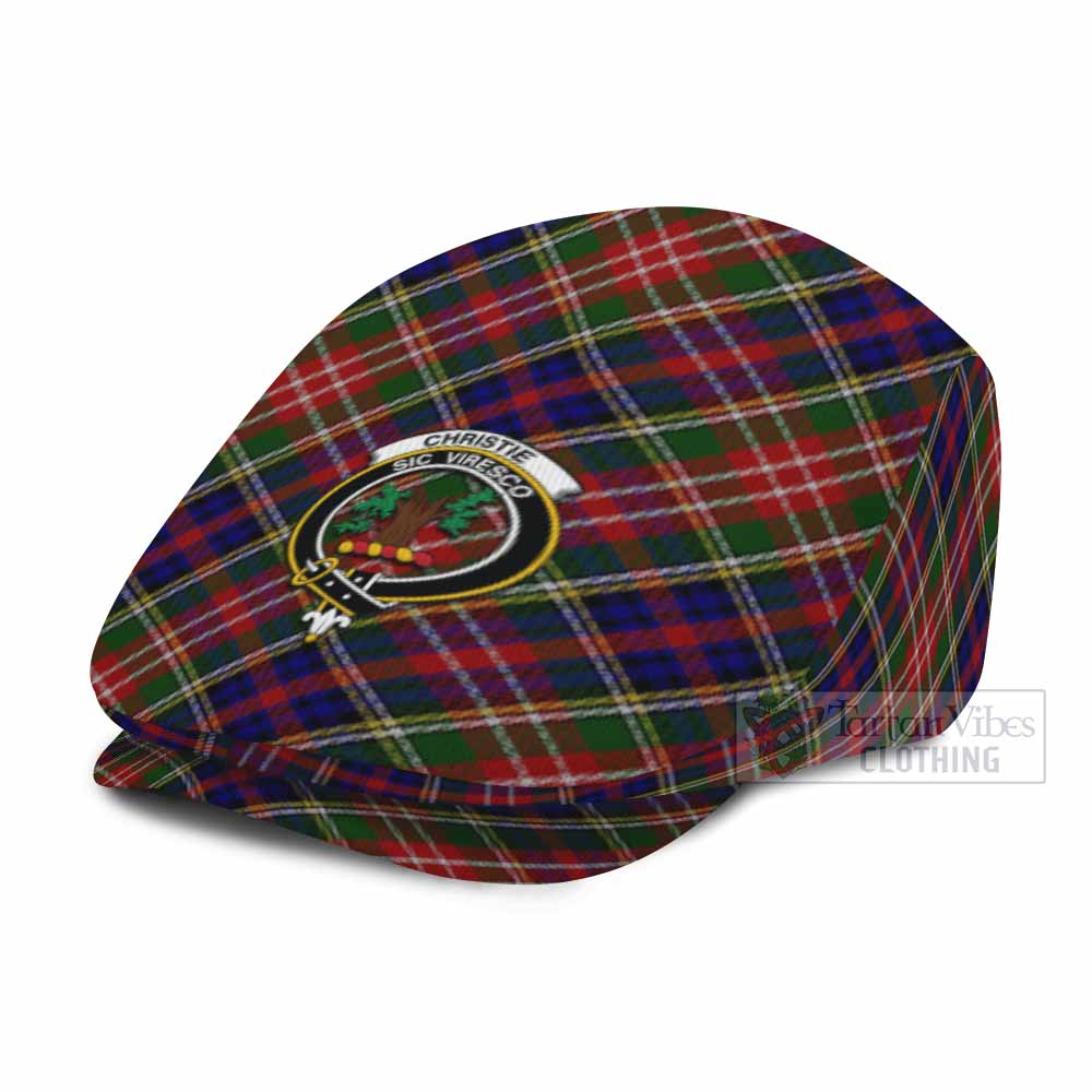 Christie Tartan Flat Cap, Jeff Cap Cross Style with Family Crest - Tartan Vibes Clothing