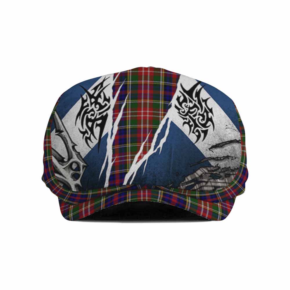 Christie Tartan Flat Cap, Jeff Cap Scotland Flag Ripped Tribal Design