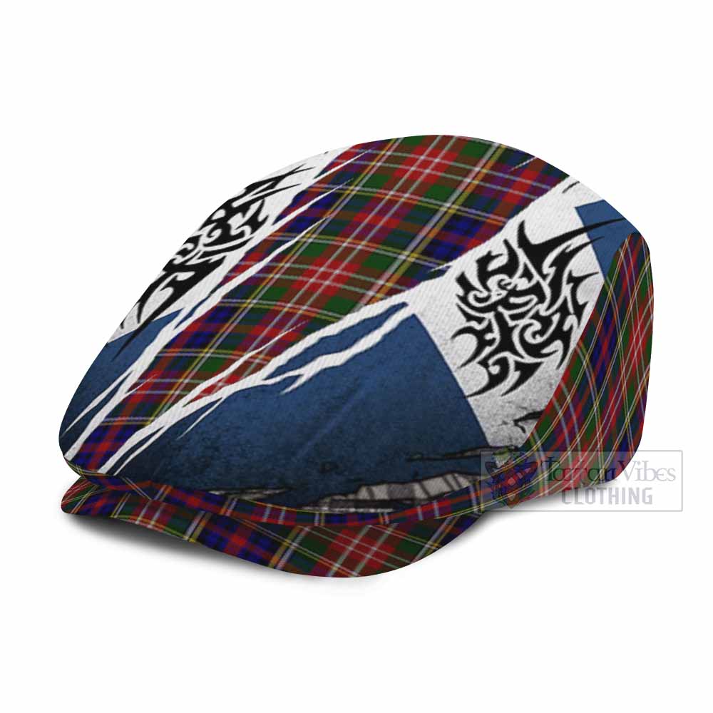 Christie Tartan Flat Cap, Jeff Cap Scotland Flag Ripped Tribal Design