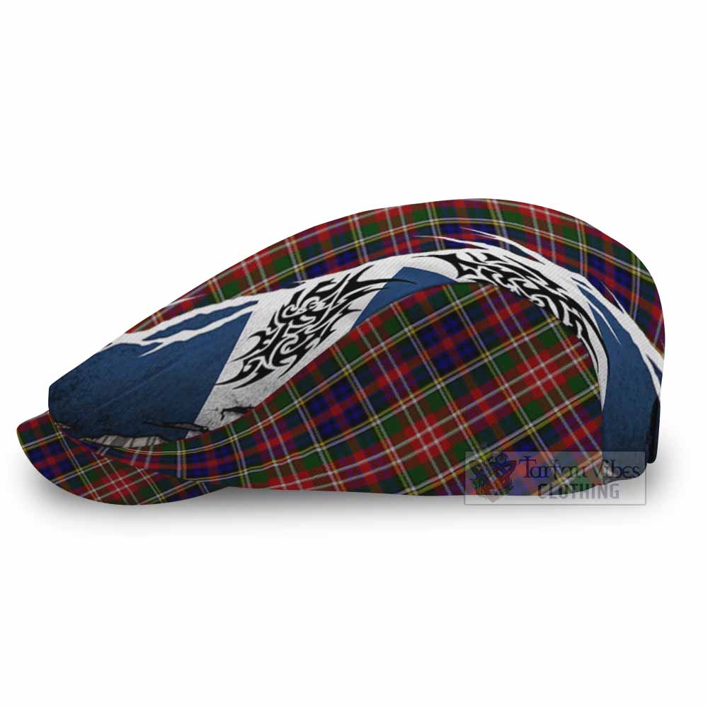 Christie Tartan Flat Cap, Jeff Cap Scotland Flag Ripped Tribal Design