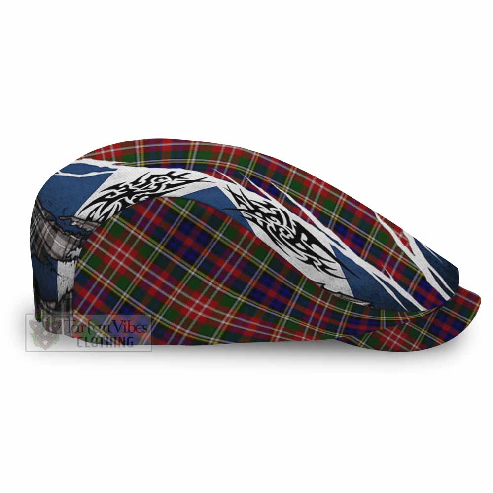 Christie Tartan Flat Cap, Jeff Cap Scotland Flag Ripped Tribal Design
