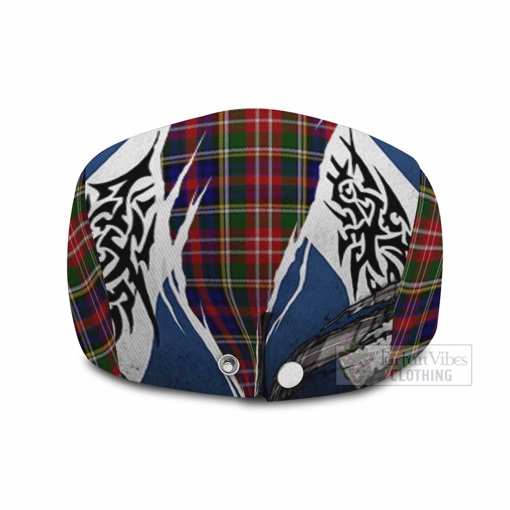 Christie Tartan Flat Cap, Jeff Cap Scotland Flag Ripped Tribal Design