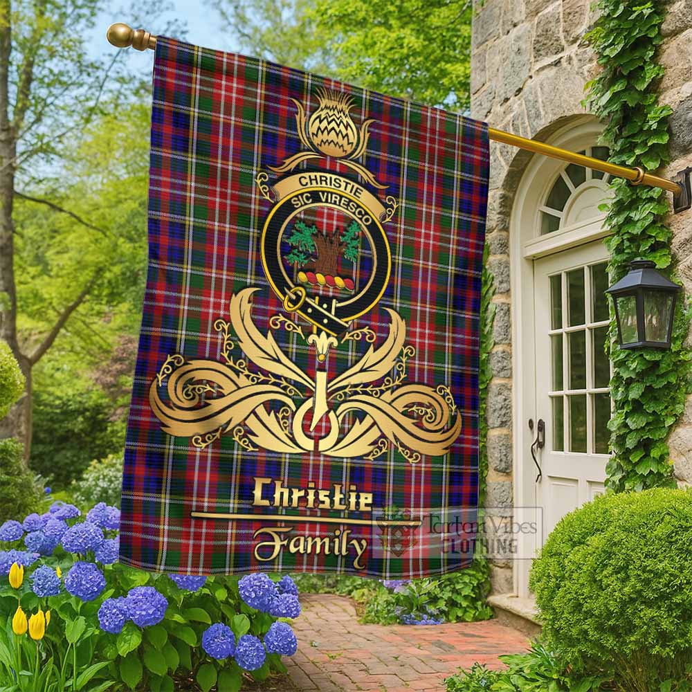 Christie Tartan Garden Flag with Highland Thistle Cherish Family Crest Style - Tartan Vibes Clothing