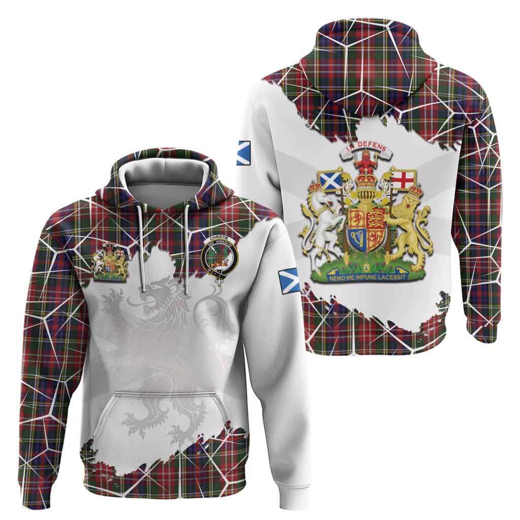 Christie Tartan Hoodie with Family Crest and Lion Rampant Grunge Style