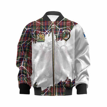 Christie Tartan Kid Bomber Jacket with Family Crest and Lion Rampant Grunge Style