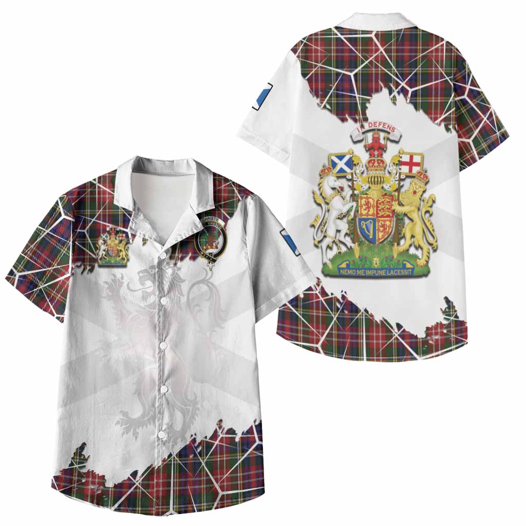Christie Tartan Kid Hawaiian Shirt with Family Crest and Lion Rampant Grunge Style