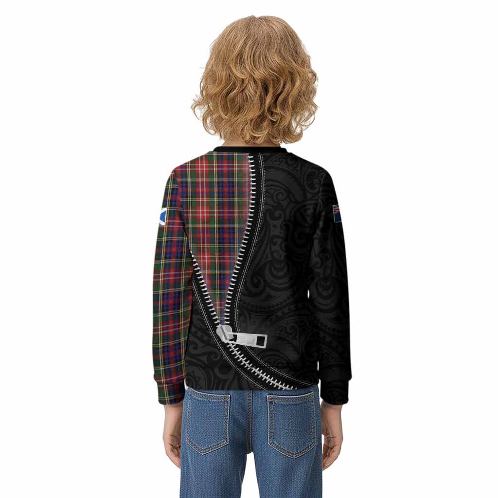 Christie Tartan Kid Knitted Sweatshirt New Zealand Pattern Unique Zipper Stylized
