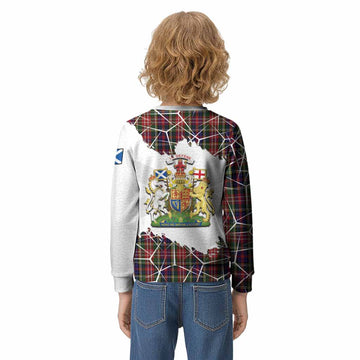 Christie Tartan Kid Knitted Sweatshirt with Family Crest and Lion Rampant Grunge Style