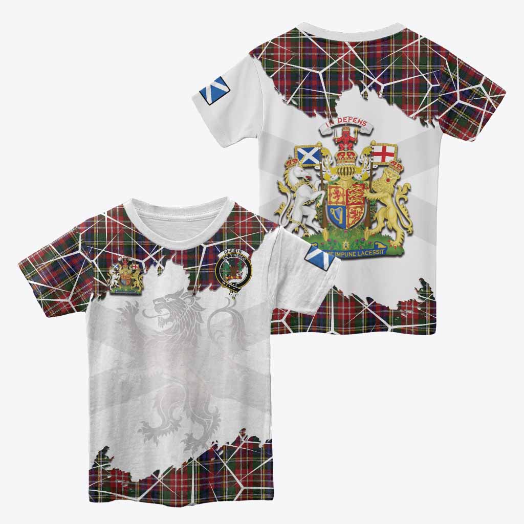 Christie Tartan Kid T-shirt with Family Crest and Lion Rampant Grunge Style