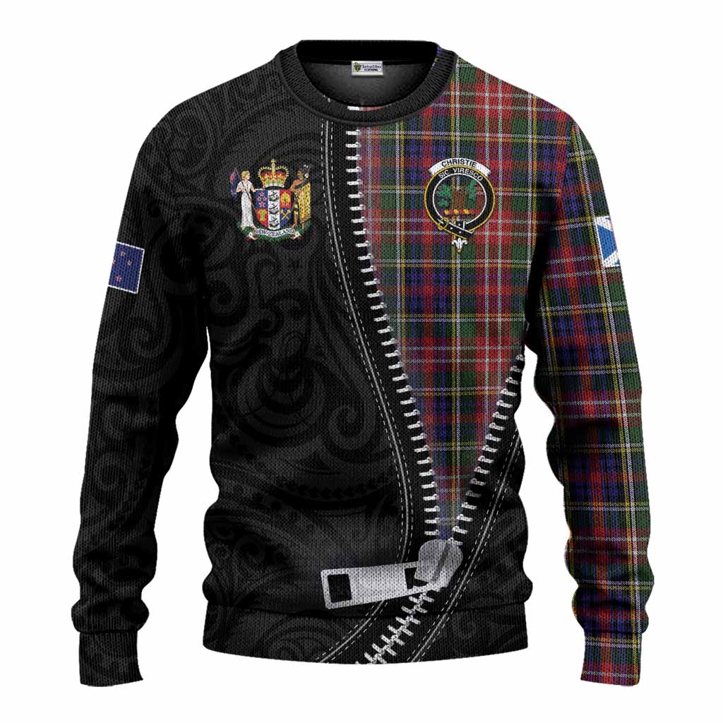 Christie Tartan Knitted Sweater New Zealand Pattern Unique Zipper Stylized