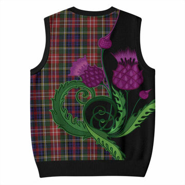 Christie Tartan Knitted V-Neck Vest Traditional Scottish Thistle