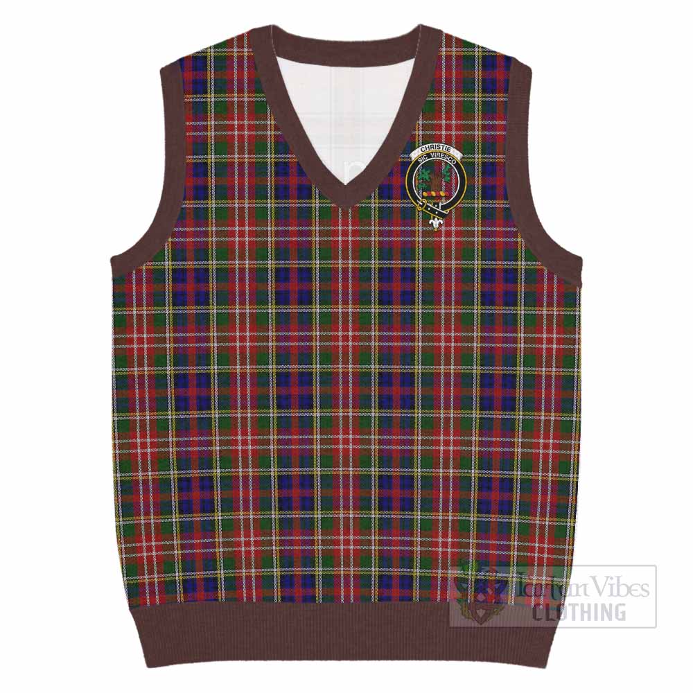Christie Tartan Knitted V-Neck Vest with Family Crest - Tartan Vibes Clothing